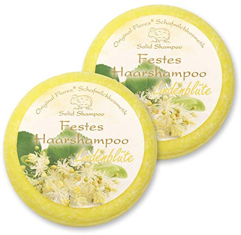 Festes Haarshampoo 2x58g, Lindenblüte mit Schafmilch verpackt in Folie
