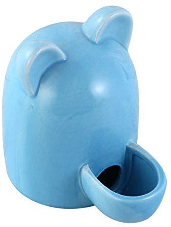 POPETPOP Bunny Automatic Ceramic Water Bottle, 100ml, Sky Blue, Small Animals Food and Water Dispenser for Bunny Bird Guinea Pig Hedgehog Chinchilla Ferret