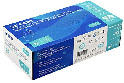 Setino Guanti monouso in nitrile - vinile senza polvere colore blu 100 pezzi (medium)