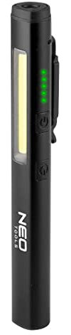NEO TOOLS Inspektionslampe 450 lm COB LED + Laser + UV + 4 in 1 Taschenlampe, 450 lm, 365 nm UV-Ultraviolettlampe, 3,7 V 800 mAh Lithium-Ionen-Akku, Ladezeit 3 Stunden, kann sie etwa 160 Minuten