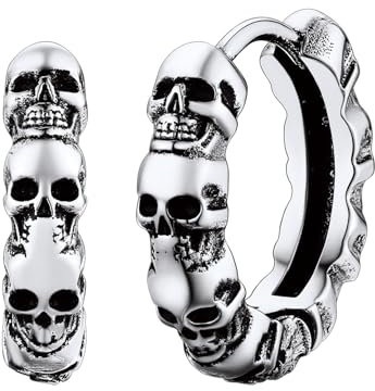 FaithHeart Creolen Ohrstecker für Herren Jungen Punk Gotik Totenkopf Ohrring Piercing Kreolen Ohrschmuck mit Geschenkebox für Weihnachten Halloween
