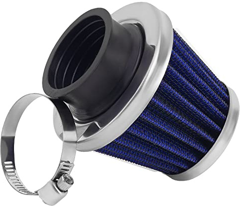 AHL 1 Stück Universal Motorrad Luftfilter, 39mm Doppelschicht Stahl Filter für GY6 Moped Scooter Dirt Bike Motorcycle 50cc 110cc 125cc 150cc 200cc gy6 moped scooter atv dirt bike pocket bike(Blau)