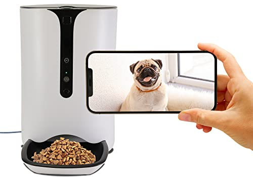 Lentek Smart Automatic Cat Feeder with 720p HD Video, 2-Way Audio, Automatic Pet Feeder WiFi Cat or Dog Wet Food Dispenser, Schedule Mealtimes, Portion Control with timer, Barking Alerts with Free App