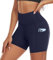 ACTINPUT Radlerhose Damen mit Taschen High Waist Yoga Shorts Kurze Leggings Blickdicht Sporthose Hotpants(Blau,L)