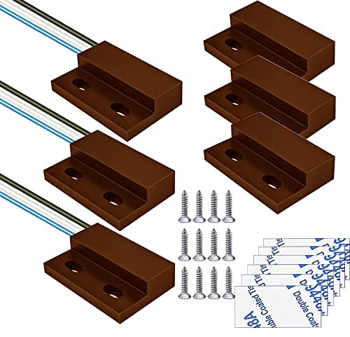 Gebildet 3Set Marrone Interruttore Magnetico Cablaggio NO/NC Sensore Porta da Incasso Contatto Finestra Nascosta Interruttore Reed per Controllo Accessi Sostituire Sistema di Allarme