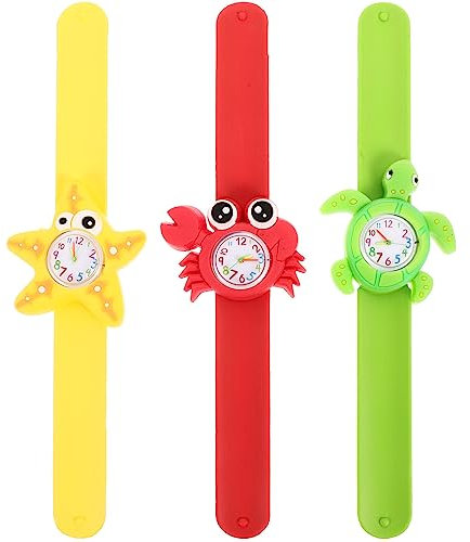 ibasenice 3 STK Kinder Hand Digitaluhr Für Jungen Digitaluhr Für Kinder Kinderklatschuhren Meerestiere Kinderuhren Cartoon-Slap-Uhren Schlaguhr Für Kinder Armband Karikatur Plastik Kleinkind