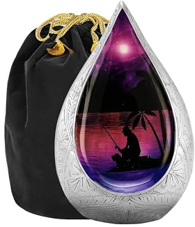Urns of Dignity Everlasting Teardrop Cremation URNS,URN for Human Ashes, Adult URN for Funeral, Burial, Columbarium or Home, Cremation Urns for Human Ashes Adult (Fishing Puprle, Adult)