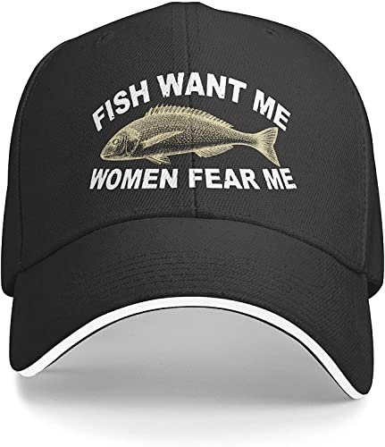 YINGD Verstellbare Denim-Baseballkappe Angelkappe Frauen Want Me Fishes Fear Me Cap für Männer Papa Hüte Coole Caps, #904, One size