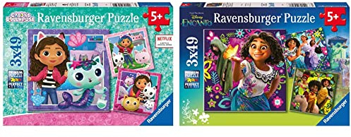 Ravensburger Gabby's Dollhouse Jigsaw Puzzles for Kids Age 5 Years Up - 3x 49 Pieces - Presents for Children & Disney Encanto Jigsaw Puzzle for Kids Age 5 Years Up - The Magic Awaits - 3x 49 Pieces