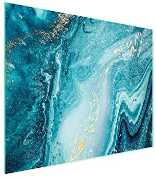 DarHaus Planche à découper en verre Ceranfeld 1 pièce 52 x 30 cm, plaque de découpe en verre, protection anti-éclaboussures, plaque en verre universelle, cuisine, Marbre Turquoise