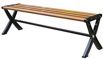 ZMYJTO Terrassengartenbank, 59/70 Terrassensitzmöbel mit Beinen aus Aluminiumguss und Massivholzlattensitz, 3-Sitzer für Park Yard Porch Lawn School, 700 lbs Gewichtskapazität (Farbe: Ohne Lehnen