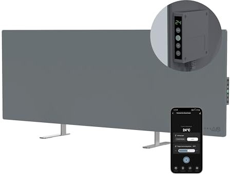 AENO Smart LED Pannello Radiante Infrarossi con WiFi 700W Risparmio Energetico ed Ecologico Riscaldatore Montaggio a Parete Orizzontale/Verticale o Autoportante Vincitore del Reddot 2023, Grigio