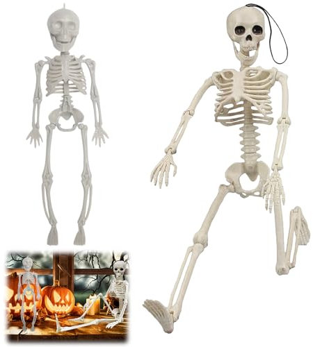 Halloween Skelett, 28+40cm Mini Skelett Figuren, Halloween Skelett Dekoration, Halloween Menschliches Skelett, Halloween Skelettmodell für Spukhaus Zubehör Partygeschenken Party Dekorationen