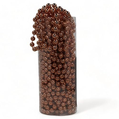 MIJOMA Perlengirlande – Elegante Perlenband, Perlenkette & Dekorative Perlenschnur | Stilvolle Tischdekoration, Weihnachten, Advent, Hochzeit | 8mm Deko-Perlen, 10 Meter (Espressobraun)