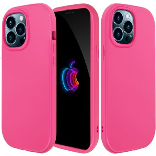 Curved Border Case for iPhone 12 Pro Max Case Bright Surface Material and Edge protection Apple 12 ProMax Cover Compatible with iPhone 12 Pro Max 6.7 inch Only (Hot Pink)