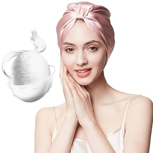 SYXLS Natürliche Schlafhaube aus 100% Maulbeerseide für Frauen, Schlafmütze für Haarpflege, Weicher Haarwickel Mit Elastischem Aufenthalt auf Kopf