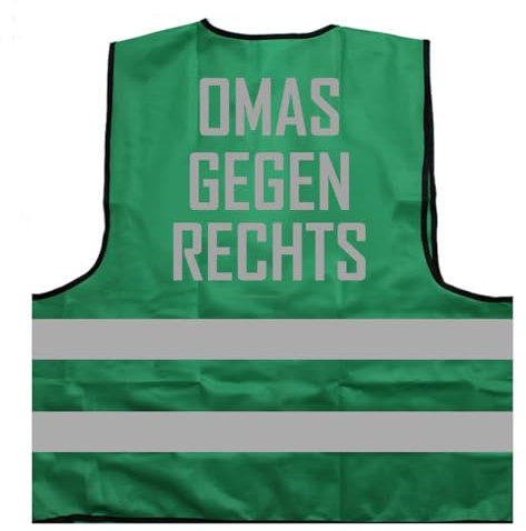 Omas gegen rechts Warnweste BZW. Signalweste mit reflektierendem Aufdruck - Größe L/XL, Grün