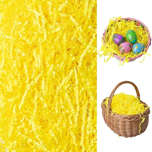 HOVUK 50g Ostergras in Gelb, Osterkorb Füllpapier für Ostern Thema Party Dekoration, geschreddertes Papier für Ostern Basteln