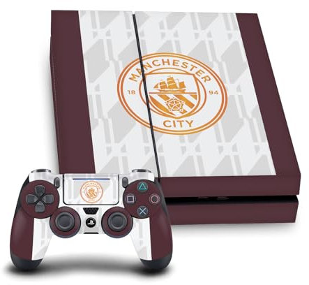 Head Case Designs Offizielle Manchester City Man City FC Away 2023/24 Bausatz Vinyl Haut Gaming Aufkleber Abziehbild kompatibel mit Sony Playstation 4 PS4 Console and DualShock 4 Controller Bundle