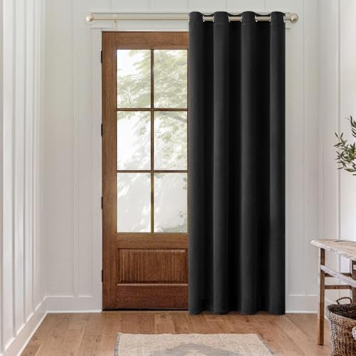 MIULEE Verdunklungsvorhang Schwarz Blickdichte Vorhänge mit Ösen Thermovorhang Hitzeschutz Türvorhang 1 Stück H 260 x B 140 cm Tür Gardinen Abdunkelnde Wohnzimmer Schlafzimmer Blackout Curtain