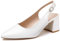 Greatonu Women's Pointed Toe Slingback Court Shoes Block Heel Ladies Pumps Ankle Strap Dress Shoes White Size 4
