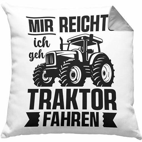 Trendation Mir Reichts Ich GEH Traktor Fahren Kissen mit Füllung 40x40 Geschenk Für Bauern (Grau)