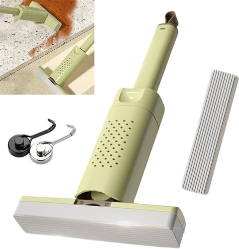 Mini trapeador autoexprimible, Trapeador pequeño portátil autoapretable, Mini trapeador Plegable Lavable a Mano, Mini trapeador Corto de Cocina, Trapeador de Mano de Limpieza Lavable para Cocina,