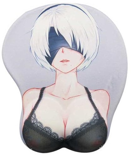 LINLINCD - Anime 2B 3D Mouse Mat with Wrist Rest, Gaming Mouse Pads, Non-Slip Mouse Mat, 3D Ergonomic Mouse Mat, Figure 1650