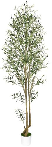 Alupssuc 7FT Artificial Olive Tree Big tall Fake Plants, 7 Feet Artificial Olive Silk Plants Indoors with Curved Trunk in Pots, Fake Tree for Home Office Living Room Indoor Outdoor Decor, 210cm