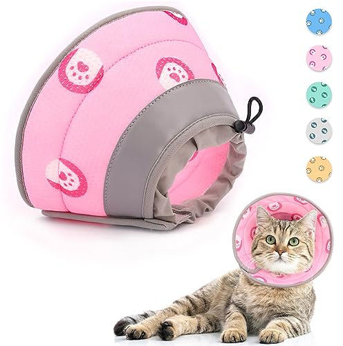 Supet Halskrause Katze,Einstellbarer Halskrause Katze Halsband,Wiederherstellung Halsband Weich Kragen Cone Nach Operation und Verletzungen für Welpen, Kleine Hunde und Katzen (Rosa,M-)