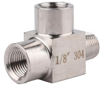 Raccordo a T da 1/8 a 3 vie, accoppiamento in acciaio inox per acqua potabile sanitari (IG x IG x AG)