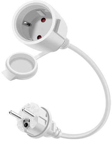 HuaLiSiJi Cavo di Prolunga Schuko 16A 250V Prolunga Schuko Impermeabile con Contatto di Protezione Cavo prolunga IP44 per Esterno o Interno, Casa, Ufficio (Bianco, 1 m)