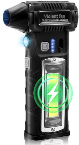 2-in-1 Battery Blower & PC Vacuum Cleaner - 110,000 rpm, 8000 mAh, Compressed Air Duster with Cleaning Kit, LED Light for PC, Car, Sofa