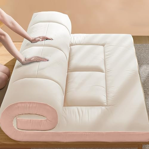 Matelas de sol japonais lit futon lit double pliable matelas de sol canapé-lit matelas lit d'appoint - Rose 180 x 200 cm