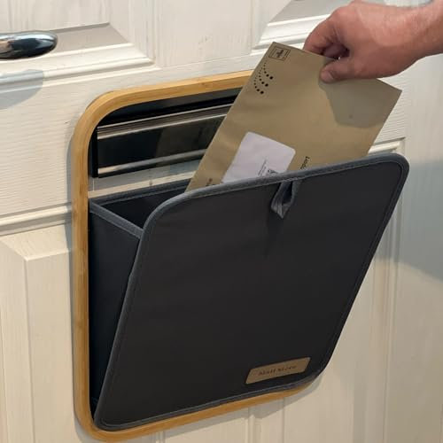 Mail More® Front Door Mail Parcel letter Catcher Cage No Screws - Black Mail Catcher for Letterbox - Post Parcel Holder - Indoor Mail Catcher - Parcel - Bamboo Frame Post Holder