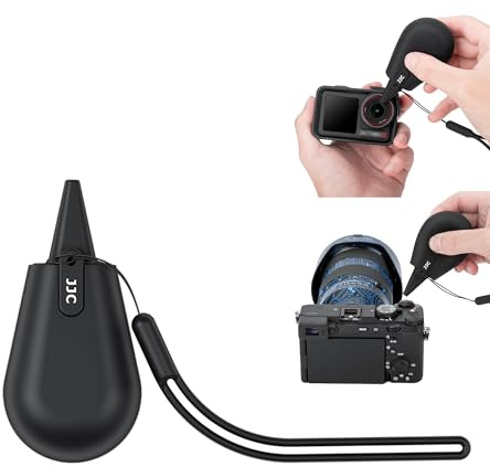 JJC Mini Soft Silicone Air Blower Duster with Lanyard String, Black | Dust Cleaner Air Blaster for Digital SLR Camera Sensor Pocket3 Lens Filters Monitors LCD Screens Keyboards Cleaning