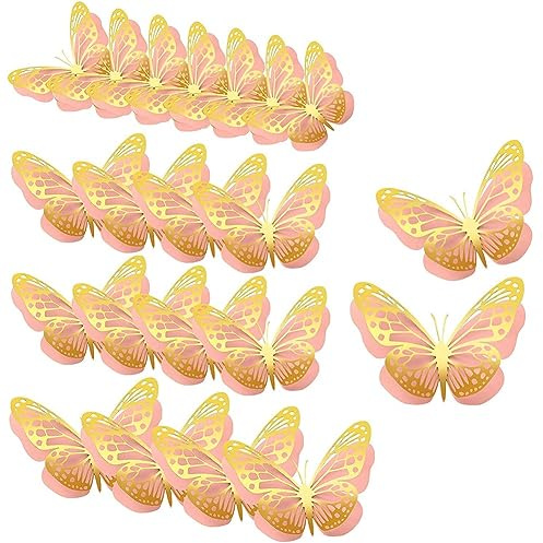 Asyduey 20Pcs 3D Butterfly Party Decoration 2 Giant Paper Butterfly Stickers Big Butterfly Wall Decorations Set,3 Size