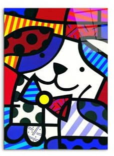 Artopweb CrystalArt 78 × 58 cm Bild aus Plexiglas Effekt Glas glänzend leicht fertig zum Aufhängen Wohnkultur Kunst italienisches Design umweltfreundlich - Pop Dog von Art Studio