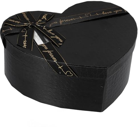 Herzförmige Geschenkbox mit Deckel 23,5x20x9cm aus Papier Schwarz | Jubiläums und Weihnachtsgeschenkbox, für Schmuck und Andenken, 1 Stück Box, Elegant für Shops