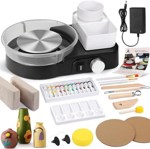 Innofans Tornio per Ceramica Elettrico per Principianti e Professionisti – Kit Ceramica Completo per Casa con 1kg di Argilla, 0-200 RPM e Accessori, Macchina Professionale per Progetti Fai da Te
