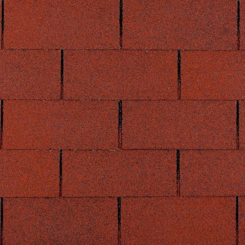 TIMBELA Bitumen-Dachschindel-Set Trio T335RED – Farbe Rot, wasserdichtes Dach-Set mit Firstelementen und Nägeln für Holz-Gartenhaus Modell M335