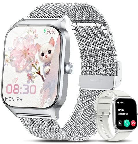 Smart Watch Women Men, 1.85'' Lightweight Screen Fitness Watch, Bluetooth Call, HR/ Blood Pressure/ Sleep Monitor, 115+ Sports Modes, Voice Control, IP68 Waterproof Compatible with Android & iPhone