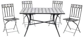 Bagno Italia Möbel für draußen Set Garten Tisch mit Mosaik Quadratisch 4 Stühle