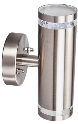 Lindby LED Outdoor Wall Light Tiberius (Modern) in Silver Made of Stainless Steel (2 Light Sources,) from wall lamp for Exterior/Interior Walls, House Terrace und Balcony