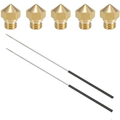 kweiny MK10 Brass Nozzle M7 for 3D Printer Makerbot and Cleaning Tools | 5 Pack 0.4mm