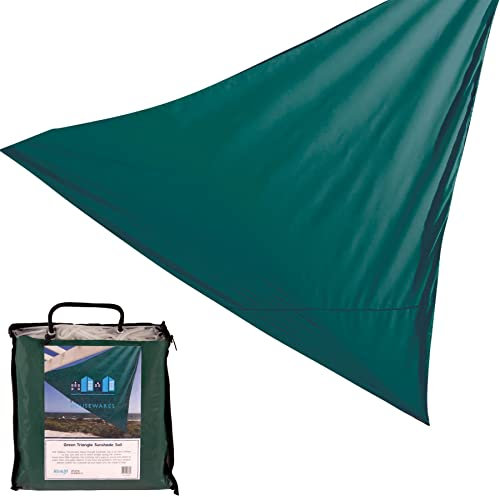 Harbour Housewares 3.6m Triangle Sun Shade Sail - Green Outdoor Garden Patio Canopy Sunscreen Water Resistant Shelter - 98% UV Protection