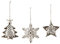12 Metall Weihnachtsanhänger Schneeflocke Stern Tannenbaum 9-12cm Silber Christbaumschmuck zum Aufhängen