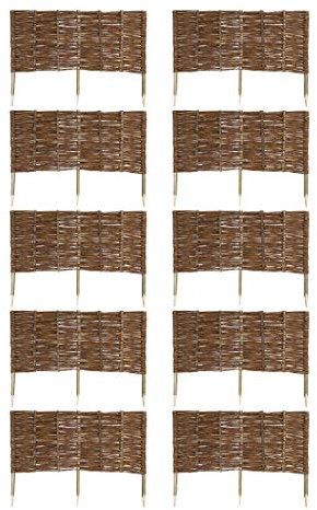 MC.Sammler 10 x Weide Beeteinfassung 16 Größen (Höhe: 40 cm Länge: 100 cm) Weidenzaun Rasenkante aus Weidengeflecht - Garten Beetbegrenzung für Blumen - Steckzaun mit Buchepflöcken für Weg-Abgrenzung