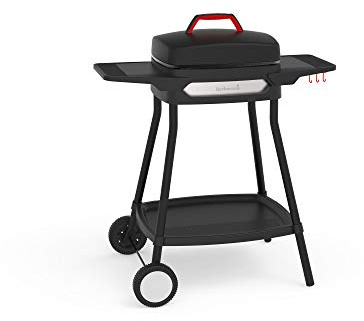 Barbecook Alexia 5111 barbecue électrique sur pied avec tablettes et roulettes, barbecue balcon, noir 84x55x97cm