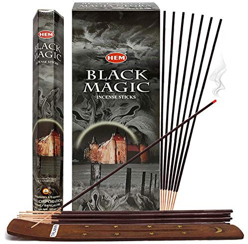 Black Magic Lot de bâtons d'encens et porte-encens en forme d'ourlet